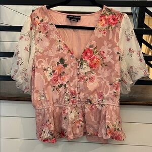 HEMANT & NANDITA Pink Floral Blouse